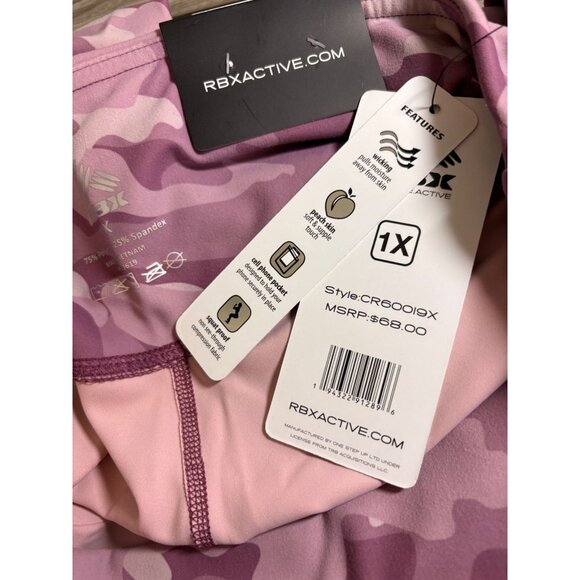 RBX +1X Camouflage Wide Waistband High Waisted Wicking Pockets Capri Leggings - Picture 6 of 6